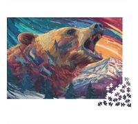 1000pcs (75x50cm) Orso bruno Jigsaw,Montagna innevata e pineta Puzzle Fai Da Te Per Adulti E Folla Dai 14 Anni in Su