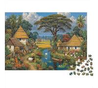 1000pcs (75x50cm) Puzzle Impossibili Bellissimo villaggio Case rurali con tetto di paglia Decorazione Per La Casa. Rilassamento E Intelligence Per Adulti