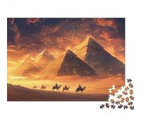 1000pcs (75x50cm) Puzzle Impossibili Cammellos Walking through The Desert Antico Egittoian Piramidi Decorazione Per La Casa. Rilassamento E Intelligence Per Adulti