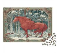 1000pcs (75x50cm) Puzzle Impossibili Cavallo rosso nella foresta innevata Decorazione Per La Casa. Rilassamento E Intelligence Per Adulti