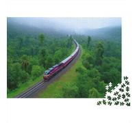 1000pcs (75x50cm) Puzzle Impossibili Forestaa nebbiosaa Red Indian Freight Passenger Treno Decorazione Per La Casa. Rilassamento E Intelligence Per Adulti