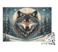 1000pcs (75x50cm) Puzzle Impossibili Luna nella taiga innevata Wolf Decorazione Per La Casa. Rilassamento E Intelligence Per Adulti