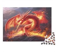 1000pcs (75x50cm) Puzzle Impossibili Rosso Drago Fuoco Decorazione Per La Casa. Rilassamento E Intelligence Per Adulti