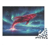 1000pcs (75x50cm) Puzzle Impossibili Saltare fuori dal mare Balena rossa luminosa Decorazione Per La Casa. Rilassamento E Intelligence Per Adulti