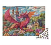 1000pcs (75x50cm) Puzzle Impossibili Stile stravagante Welsh Red Drago in Front of The Castello Decorazione Per La Casa. Rilassamento E Intelligence Per Adulti