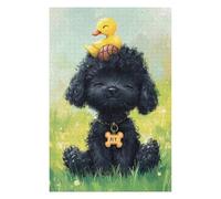 1000pcs(75x50cm) Puzzle Per Adolescenti Black Poodle with Yellow Duck -1 Puzzle Per Adulti Gioco Rompicapo Ma Divertente E Umoristico Per Compleanno, Natale 1000pcs(75x50cm)