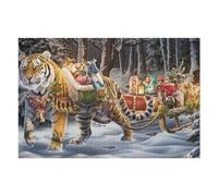 1000pcs(75x50cm) Puzzle Per Adolescenti Christmas Tiger Sleigh Ride Puzzle Per Adolescenti Gioco Rompicapo Regalo Di Compleanno Attività Divertenti A Casa 1000pcs(75x50cm)