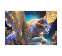 1000pcs(75x50cm) Puzzle Per Adolescenti Enchanted Winged Cat Fantasy Art Puzzle Per Adolescenti Gioco Rompicapo Regalo Di Compleanno Attività Divertenti A Casa 1000pcs(75x50cm)