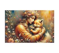1000pcs(75x50cm) Puzzle Per Adolescenti Fantasy Artwork Woman with Fox Puzzle Per Adulti, Gioco Rompicapo, Ma Divertente E Spiritoso, Regali Per Amici E Familiari 1000pcs(75x50cm)