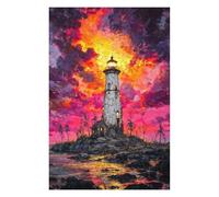 1000pcs(75x50cm) Puzzle Per Adolescenti Lighthouse, Fiery Sunset, Sea Puzzle Per Adolescenti Giocattoli Fai Da Te Regalo Di Compleanno Regali Unici Per Compleanno E Natale 1000pcs(75x50cm)
