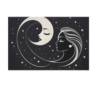 1000pcs(75x50cm) Puzzle Per Adolescenti Moon And Woman Silhouette Puzzle Per Adolescenti Gioco Rompicapo Regalo Di Compleanno Attività Divertenti A Casa 1000pcs(75x50cm)