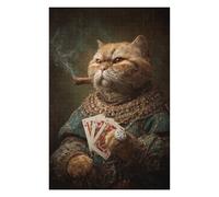 1000pcs(75x50cm) Puzzle Per Adolescenti Royal Cat with Cigar And Cards-2 Puzzle Per Adulti Gioco Per Famiglie Decorazione Per La Casa Attività Divertenti A Casa 1000pcs(75x50cm)