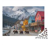 1000pcs (75x50cm) Puzzle Per Adulti A Group of Grizzly Bears Roam The Streets And Riverbanks of Alaska Donna Uomo Tavola Di Legno Ad Incastro Di Precisione