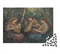 1000pcs (75x50cm) Puzzle Per Adulti Dipinto a olio pastorale astratto Donna Uomo Tavola Di Legno Ad Incastro Di Precisione Beautiful Donna Playing Harp And Lute in The Foresta