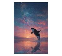 1000pcs(75x50cm) Puzzle Per Adulti E Adolescenti Orca Breaching at Sunset Under Stars Puzzle Per Adulti Giochi Per Famiglie Vacanze in Casa Passatempo Interazione Genitore-figlio 1000pcs(75x50cm)