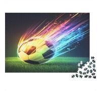 1000pcs (75x50cm) Puzzle Per Adulti Sagoma di un pallone da calcio Donna Uomo Tavola Di Legno Ad Incastro Di Precisione Raggi dai sette colori
