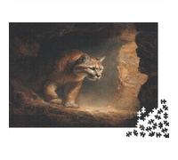 1000pcs (75x50cm) Puzzle, Puzzle Per Adolescenti Adulti A Big Gatto Slinks Out of A Dark Cave