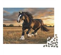 1000pcs (75x50cm) Puzzle, Puzzle Per Adolescenti Adulti Black Cavallo Running GraceCompletoy on The Field