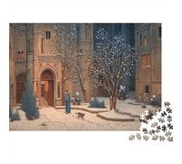 1000pcs (75x50cm) Puzzle, Puzzle Per Adolescenti Adulti Scena di neve nel giardino del monastero medievale