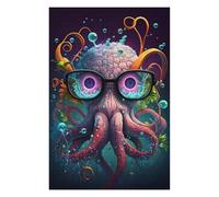 1000pcs(75x50cm) Puzzles Für Erwachsene, Puzzle Octopus Glasses Ocean Art Print -1 Puzzle Für Erwachsene, Hands-on-Spiel, Wandkunst, Spaß Für Zuhause, Aktivitäten, 1000pcs(75x50cm)