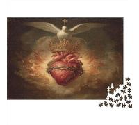 1000pcs (75x50cm) Sacro Cuore, Fiamma Jigsaw,Dove Cross Puzzle Fai Da Te Per Adulti E Folla Dai 14 Anni in Su