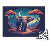 1000pcs Mini Puzzle Per Adulti Elefante Luna Albero Sfidante | rilassamento durevole della mente del regalo dell'amico della struttura della decorazione del salone del cartone di 70x50cm