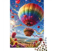 1000pcs Mini Puzzle per Famiglia Mongolfiera Arcobaleno Fiore Deco | 70 x 50 cm Carta Amatoriale Puzzle Taglio Preciso Regalo Amico Rilassato