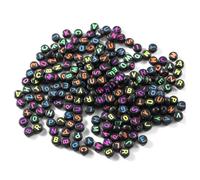 1000Pcs Nero Misto Rotondo Acrilico Alfabeto Perline 4X7mm Lettera Perline per