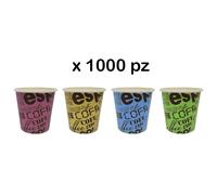 1000pz BICCHIERE DI CARTA per Caffè Team BIO bicchierini colori assortiti 60ml