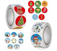 1000pz Etichette Adesive Natalizie, Buon Natale Adesivi Natalizi Rotolo, Rotonde Sticker Rotoli, Rotondo Adesivi Natalizi per Pacchetti, Adesivi Merry Christmas per Scrapbooking Album