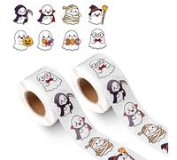 1000pz Rotolo Adesivi Halloween, 8 Stili Adesivi Carini Fantasmi Autoadesivi Decalcomanie Rotonde Sacchetti Caramelle Album Ritagli Confezioni Regalo Bomboniere e Decorazioni Feste Halloween
