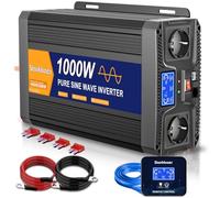 1000W/2000W Inverter 12V 220V Onda Pura, Trasformatore 220V 12V, Convertitore per Auto, Con schermo LCD, telecomando, presa CA e USB-C. Per camper, auto, solare, campeggio e blackout