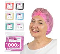 1000x ARNOMED® Cuffie Monouso per Capelli 52 CM Rosa, Cuffia Monouso per la Testa, Copricapo per Chirurgiche, Doccia & Igiene -Cuffie Usa & Getta Capelli, Retine per Capellii Alimentari