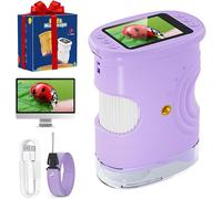 1000X Microscopio Bambini, Temodu Microscopio Digitale Bambini da 2.0‘’, con 8 luci LED Regolabili, può essere utilizzato come regalo di compleanno o di Natale 3 agli (382-Purple)