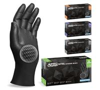 1000x PROGRIP Guanti nitrile M Nero [Extra resistenti], Guanti monouso plastica, 2x più spessi, con finitura diamantata, Guanti in nitrile per industria e montaggio, guanti lavoro