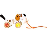 10043 Animale da tirare Cane small foot in legno, se tirato oscillano orecchi e