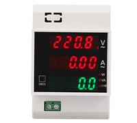 100A Contatore energia digitale su guida DIN,LED Voltmetro Amperometro Indicatore fattore di potenza attiva, Multimetro a corrente di potenza a doppio display ad alta precisione(AC80-300/100A)