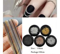 100CM 1mm Metal Chain Nail Art strass Gold Silver Alloy Studs Nail Art Decorations Chains DIY Design Manicure Jewelry Accessory Nail Charms Nail Gems Nail Suppliesdecorazioni per unghiecharm unghiedec