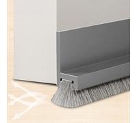 100cm Guarnizione a Spazzola per Porte, 53mm Altezza, Paraspifferi Sottoporta, Paraspifferi per Porte, Barriera Anti Insetti, Anti Polvere e Aria Fredda, Protezione da Suoni, Freddo e Umidità (Grigio)