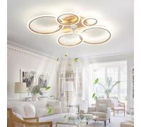 100cm Oro Lampadario Ventilatore con Funzione di Memoria, Plafoniera con Ventilatore Squillo, Cc Timer Dimmerabile Silenzioso 6 Velocità Lampada Ventilatore per Soggiorno Camera Da Letto