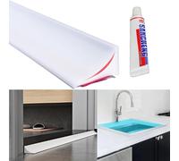 100cm paratie antiallagamento per porte + 25 ml sigillante siliconico trasparente,barriera doccia ferma acqua,barriera acqua,barriera per doccia,bordo doccia(bianco)