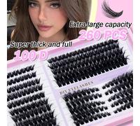 100D Extra Voluminose Ciaspole di Ciglia 260 Pezzi, Mix & Match Lunghezza Multipla 8-16mm Ciglia Fai-da-Te, Ciglia Individuali Spesse e Soffici per uno Sguardo Audace e Drammatico, Ciglia Trucco Comod