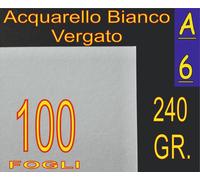 100F CARTA ACQUARELLO BIANCO STAMPANTI LASER INKJET A6 240GR VERGATA IN RILIEVO