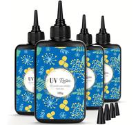 100g/200g/400g Resina UV dura, kit di resina epossidica UV cristallina e trasparente premiscelata, colla UV attivata solare per la realizzazione di gioielli, indurimento rapido 200g,400g,100 GRAMMIABS