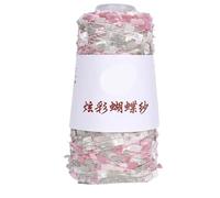 100g Colorful Butterfly Yarn - Hand-Woven DIY Wool Ball with Color Beads for Crafting and Knitting Projects(LotusrootpinkGreen24#)
