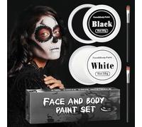 100g Trucchi Halloween trucco in bianco e nero con 2 pennello halloween make up kit Trucchi Halloween Bambini per Carnevale Feste Clown Effetti Speciali Sfx
