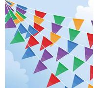 100m Bunting Banner, Multicolor Flag Banners with 200 Pcs Triangle Flags, Nylon Fabric Bunting Banners for Birthday, Wedding, Outdoor, Indoor Activity