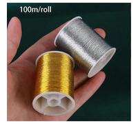 100m/Rotolo di filo da ricamo in oro/argento, filo metallico per punto croce a mano, accessori per macchina da cucire, articoli fai-da-te, forniture per cucito Oro,Argento,Oro+ArgentoPoliestere