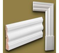 100ml di Mostrine e Battiscopa PREMIUM in legno MASSELLO mod. VITTORIANO 91x15 laccato bianco liscio