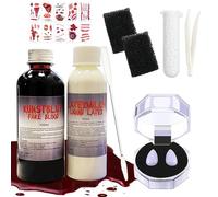 100ml Sangue Finto,60ml Lattice Liquido con Spugna e Spatola per il Trucco,15mm Denti da Vampir,10 Tatuaggi di Halloween,Trucco in Crosta di Vampiri Zombie di Halloween per Bambini e Adulti